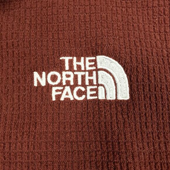 THE NORTH FACE 1/4 Zip Textured Fleece Pullover Men L Burgundy Outdoor Travel - Picture 5 of 9